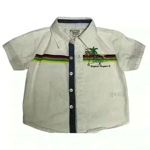 Original Penguin Boys Button-Down Short Sleeve Shirt White Size 18M